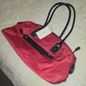 Tommy Hilfiger Hot Pink Nylon Tote with Black Handles